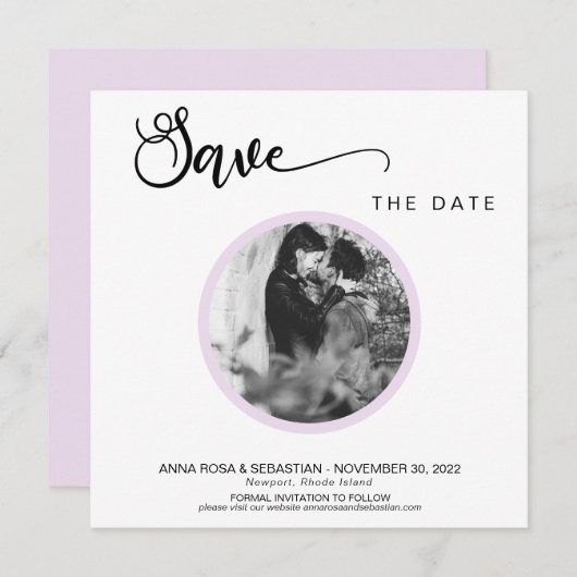 *~* FOTO Einfaches Violet Boho Hochzeit Das Datum Save The Date (Vorne/Hinten)