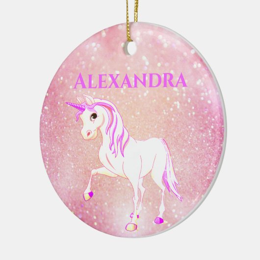 Foto Einhorn Glitzer Niedlich Rosa Kinder Keramik Ornament (Links)