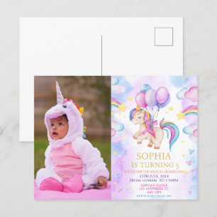 Foto Einhorn Regenbogen Geburtstag  Postkarte