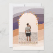 Foto Einladung Dave Datum Lila Orange Hochzeit (Vorderseite)