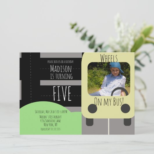 Foto-Einladung für den Schulverkehr Ankündigung (Stehend Vorderseite)