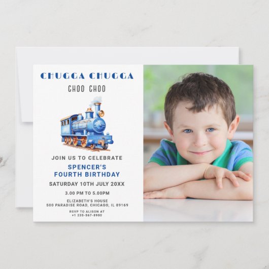 Foto-Einladung Zug zum Geburtstag Einladung (Vorderseite)