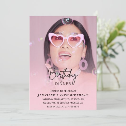 Foto Einladung zum 64. Geburtstag Abendessen (Stehend Vorderseite)