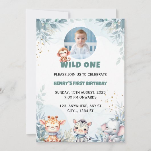 Foto Einladung zum Geburtstag, Wild One Birthday C (Vorderseite)