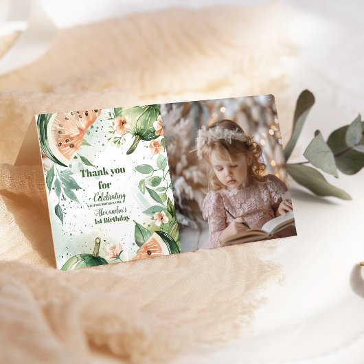 Foto Eins in einem Melon Wassermelone Dankeskarte