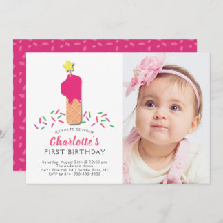 Foto Eis Creme 1. Geburtstag Einladung