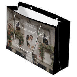 Foto Elegant Black Wedding Willkommen Große Geschenktüte