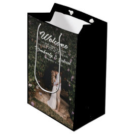 Foto Elegant Black Wedding Willkommen Mittlere Geschenktüte