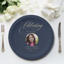 Foto Elegant Blau Gold Schrift Trauer Gedenken
