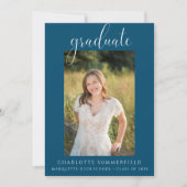 Foto Elegant Blauer Abschluss Einladung (Vorderseite)