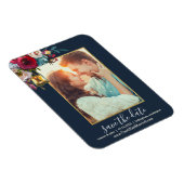 Foto Elegant Burgundy Navy Floral Save the Date Magnet (Rechte Seite)