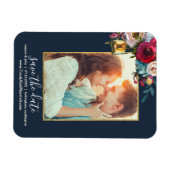 Foto Elegant Burgundy Navy Floral Save the Date Magnet (Horizontal)