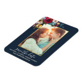 Foto Elegant Burgundy Navy Floral Save the Date Magnet (Linke Seite)