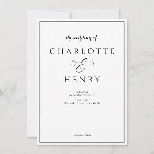 Foto Elegant Callighraphy Script Hochzeit Einladung (Vorderseite)