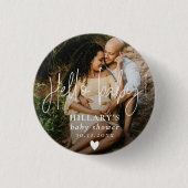 Foto Elegant Calligraphy Baby Shower Button (Vorderseite)