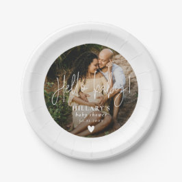 Foto Elegant Calligraphy Baby Shower Pappteller