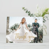 Foto Elegant Calligraphy Wedding Vielen Dank Karte (Stehend Vorderseite)