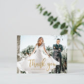 Foto Elegant Calligraphy Wedding Vielen Dank Postkarte (Stehend Vorderseite)