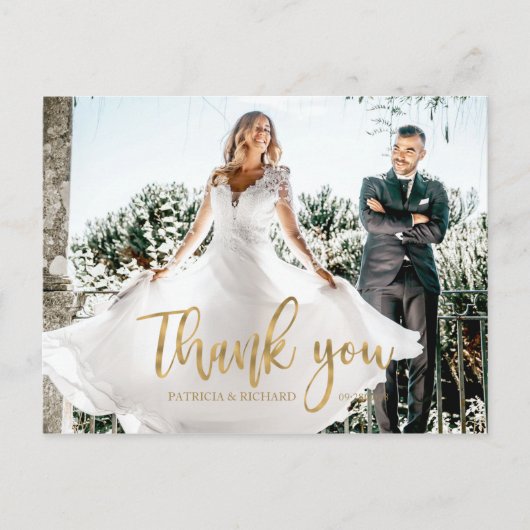Foto Elegant Calligraphy Wedding Vielen Dank Postkarte (Vorderseite)