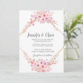 Foto Elegant Cherry Blossom QR Code Hochzeit Einladung (Stehend Vorderseite)