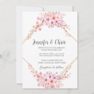 Foto Elegant Cherry Blossom QR Code Hochzeit Einladung