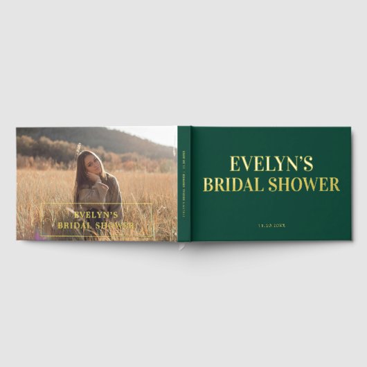 Foto Elegant Einfaches Brautparty Grün Gästebuch (Voll)
