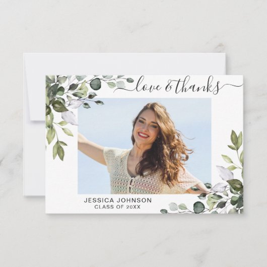 FOTO Elegant Eukalyptus Grüne Abschluss Dankeskarte (Vorderseite)