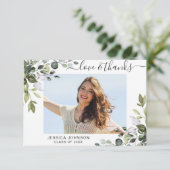 FOTO Elegant Eukalyptus Grüne Abschluss Dankeskarte (Stehend Vorderseite)