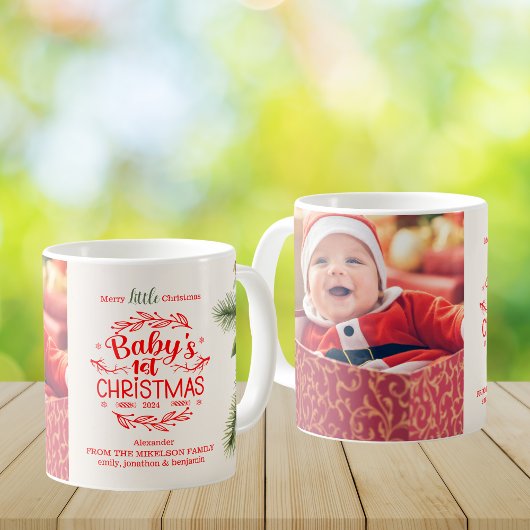 Foto Elegant Floral Baby's First Christmas Kaffeetasse