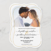 Foto Elegant Gold Black Script Feierliche Hochzeit Einladung (Vorne/Hinten)