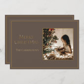 Foto Elegant Gold Frohe Weihnachtskarte Feiertagskarte (Vorne/Hinten)