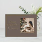 Foto Elegant Gold Frohe Weihnachtskarte Feiertagskarte (Stehend Vorderseite)