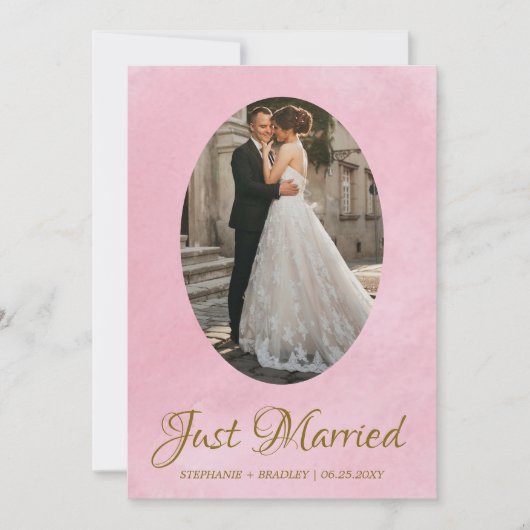 Foto Elegant Just Married Wedding Ankündigung (Vorderseite)