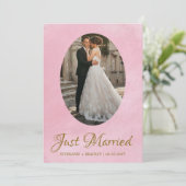 Foto Elegant Just Married Wedding Ankündigung (Stehend Vorderseite)