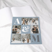 Foto Elegant Monogram Blue Gästebuch