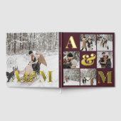 Foto Elegant Monogram Burgundy Wedding Gästebuch (Voll)