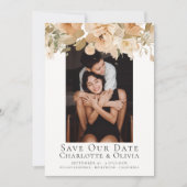 Foto Elegant Peach Floral Save the Date Hochzeit (Vorderseite)