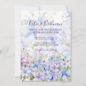 Foto Elegant Periwinkle Clematis QR Code Wedding Einladung (Vorderseite)