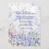 Foto Elegant Periwinkle Clematis QR Code Wedding Einladung (Vorne/Hinten)