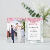 Foto Elegant Pink Wedding Danke Postcard (Stehend Vorderseite)