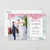 Foto Elegant Pink Wedding Danke Postcard (Vorne/Hinten)