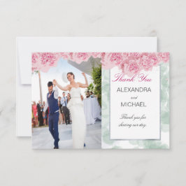 Foto Elegant Pink Wedding Danke Postcard