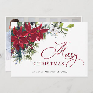 FOTO Elegant Poinsettia Weihnachtsgrüßen Feiertagskarte
