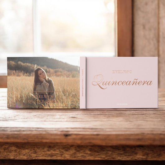 Foto Elegant Rosa Geburtstag Quinceanera Gästebuch