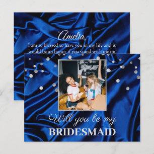 Foto Elegant Royal Blue Werden Sie meine Bridesmai Postkarte