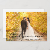 Foto Elegant Schöne Kalligrafie Hochzeit Dankeskarte (Vorne/Hinten)