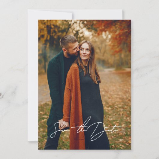 Foto Elegant Script Boho Save The Date (Vorderseite)