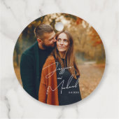 Foto Elegant Script Boho Wedding Geschenkanhänger (Rückseite)