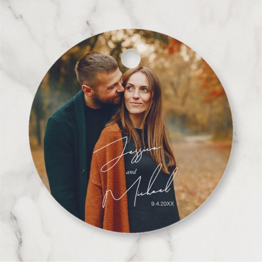 Foto Elegant Script Boho Wedding Geschenkanhänger (Rückseite)