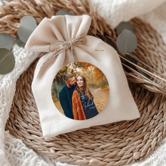 Foto Elegant Script Boho Wedding Geschenkanhänger